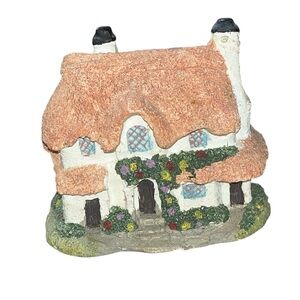 Vintage English Cottage Tealight/Plant Holder Resin Fairy Garden House Decor 90s